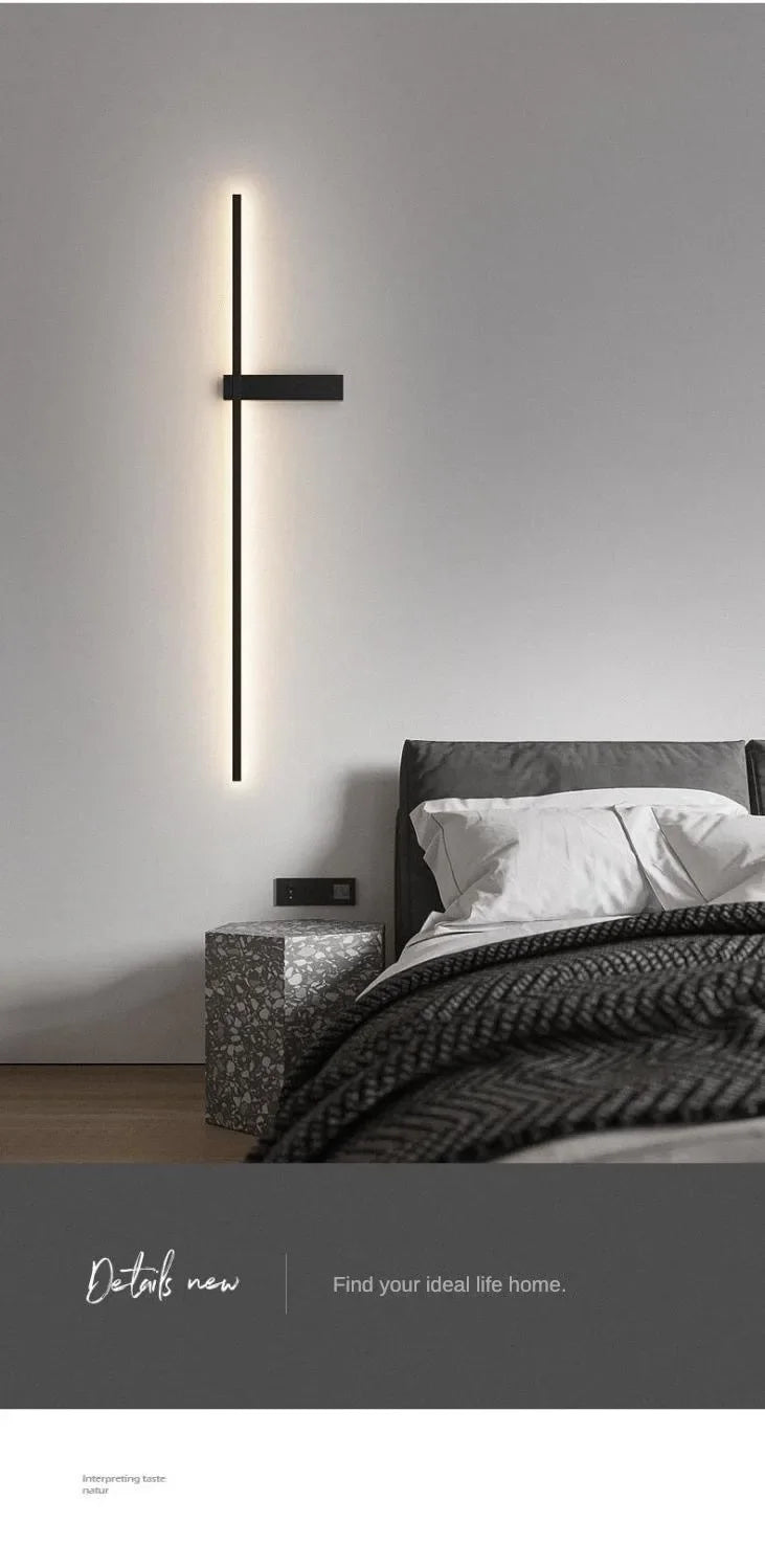 LED Wall Lamp Modern Minimalist Strip Wall Decor Lights Lighting for Bedroom Bedside Living Room TV Sofa Lobby Background Decor