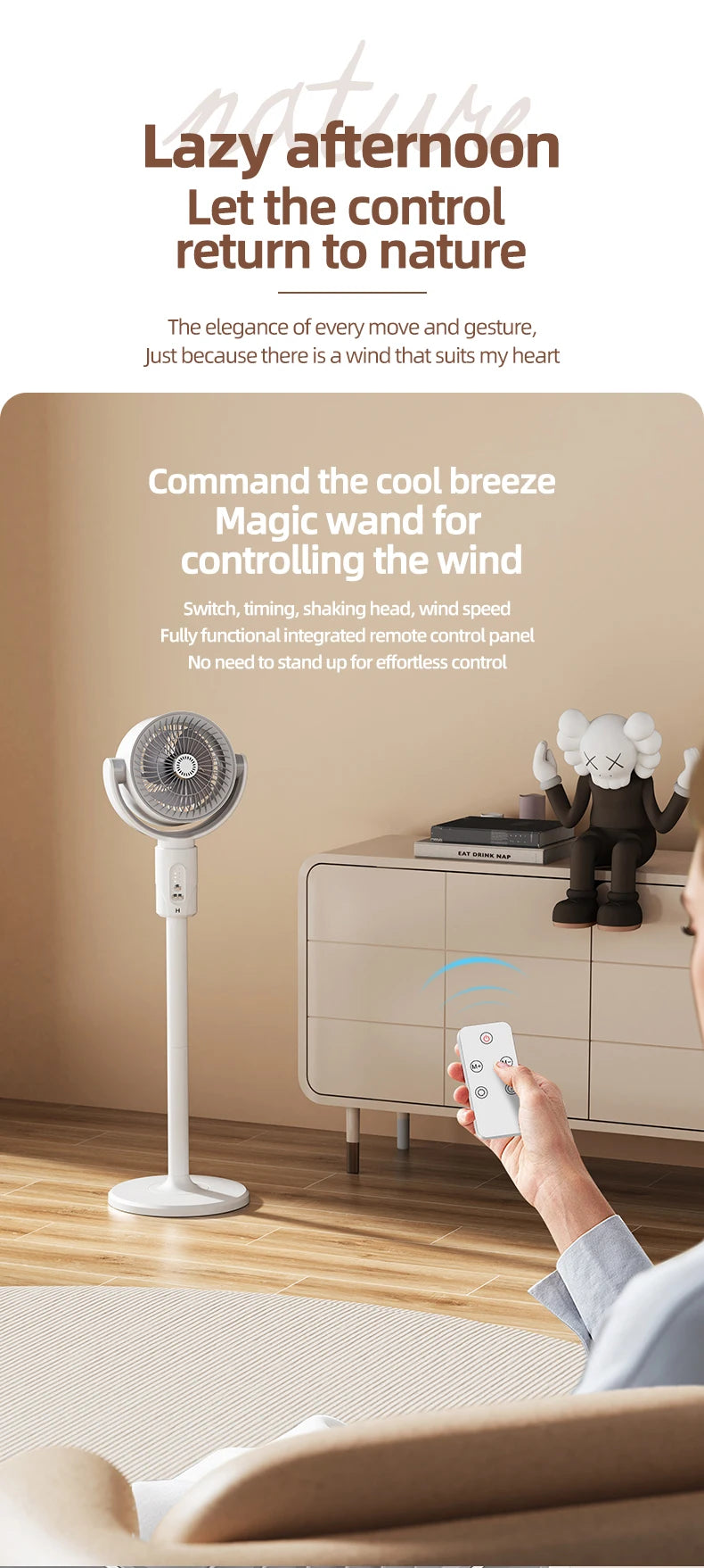 Stand Fan Rechargeable Oscillating 5 Speed Height Adjustable Air Circulator for Home Indoor Office Portable