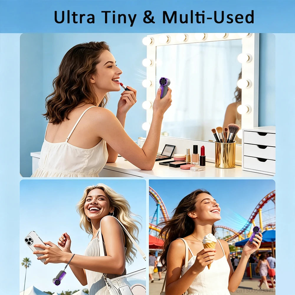 Mini Handheld Fan 100-Speed Adjustment Portable Mini Hand Fan Outdoor USB Rechargerable High-Speed Small Pocket Fan Air Cooler