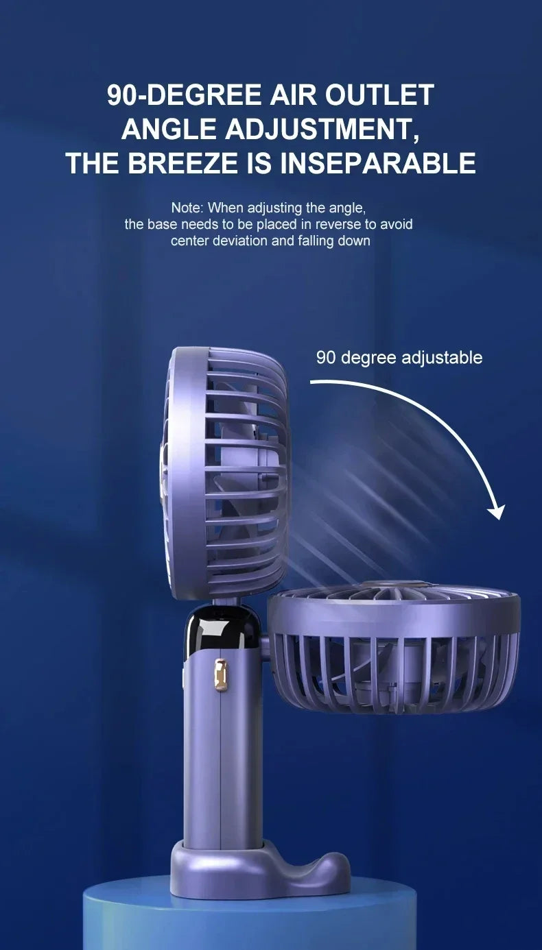 Portable Handheld Personal Rechargeable Fan LED Digital Display 90°Adjustable Rechargeable Fan , 5 Speed Wind Mini Aromatherapy