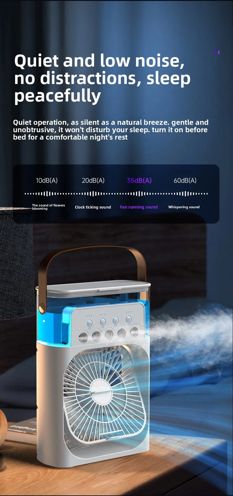 New 3 In 1 Fan AIr Conditioner Household Small Air Cooler LED Night Light Portable Humidifier Air Adjustment Fan Office Home Fan