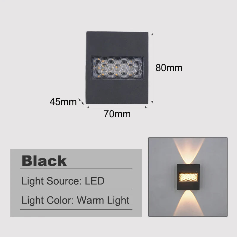 Outdoor Waterproof LED Wall Light IP65 Aluminum Simple Design Suitable for Corridor Garden Staircase Exterior Wall Bedroom Livin