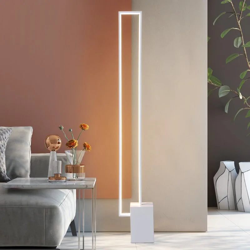 Nordic Simple Living Room Floor Lamp Modern Led Vertical Square Floor Light Bedroom Dimmable Indoor Lighting 2024 Led Luminairas