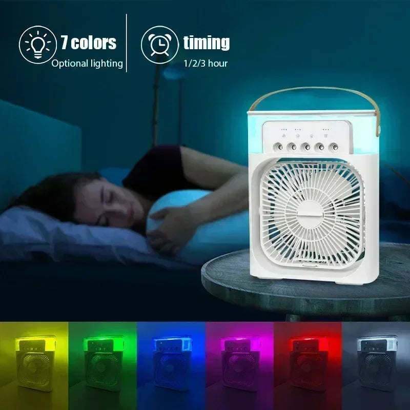 New 3 In 1 Fan AIr Conditioner Household Mini Air Cooler LED Night Light Portable Humidifier Air Adjustment Fan Office Home Fan