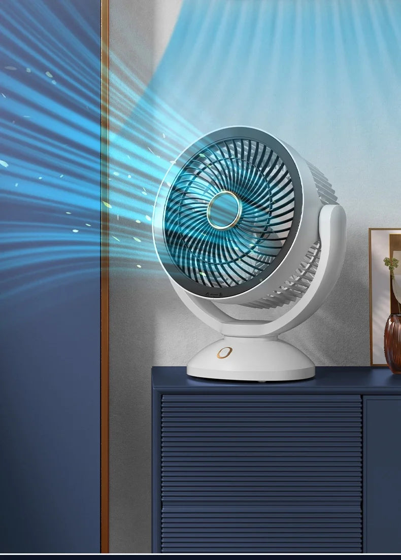Portable Air Circulation Fan Rechargeable Oscillating 3 Blades Desktop Wall Mount Electric Fan LED Night Light Home Office Dorm