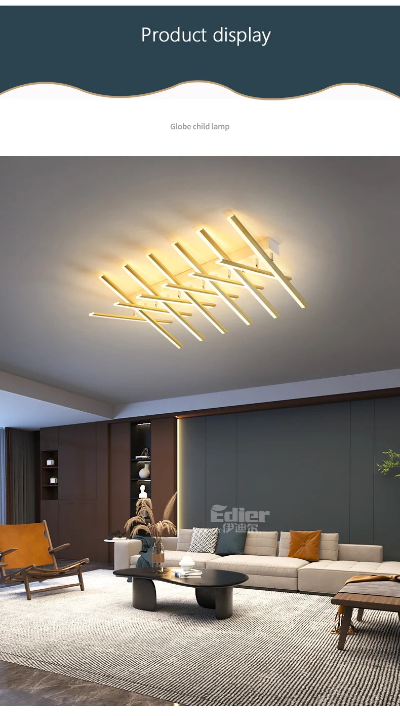Modern Nordic LED Ceiling Lamps For Living Dining Room With Remote Control Black Lights Office Bedroom Decor Square Chandeliers