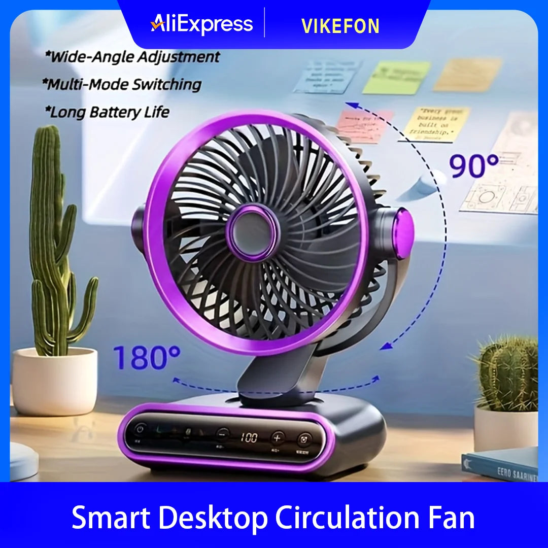 Air Circulation Fan Desktop Portable Rechargeable Fan AI Smart 100 Speed Stepless Quiet Brushless Motor Type-C Baby Sleep Wind