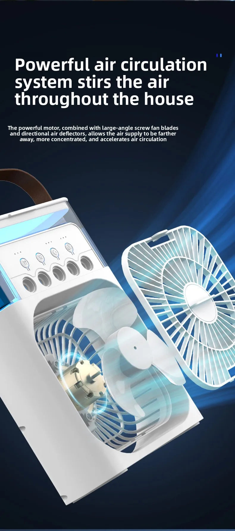 New 3 In 1 Fan AIr Conditioner Household Small Air Cooler LED Night Light Portable Humidifier Air Adjustment Fan Office Home Fan