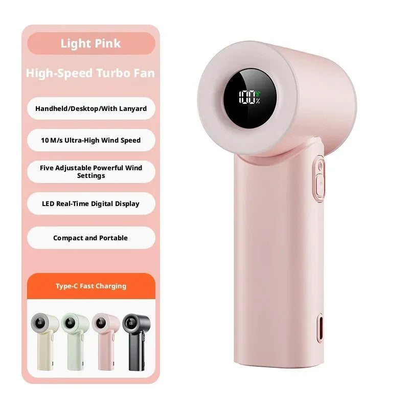 Mini Wind Cannon Handheld Fan USB Rechargeable Portable High Speed Fan for Outdoor Pocket Small Fan