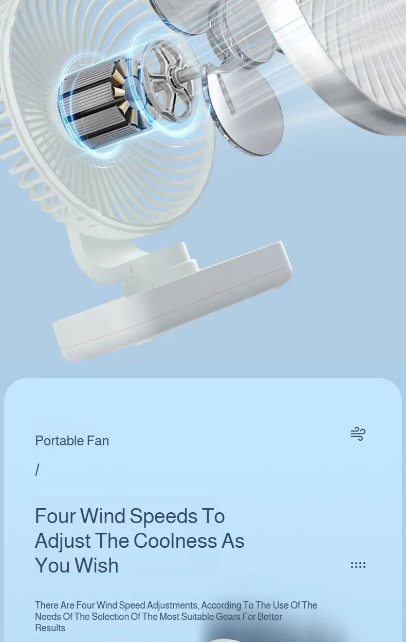 New oscillating electric fan 360-degree oscillation wireless charging air circulator fan multi-speed adjustable minimalist style