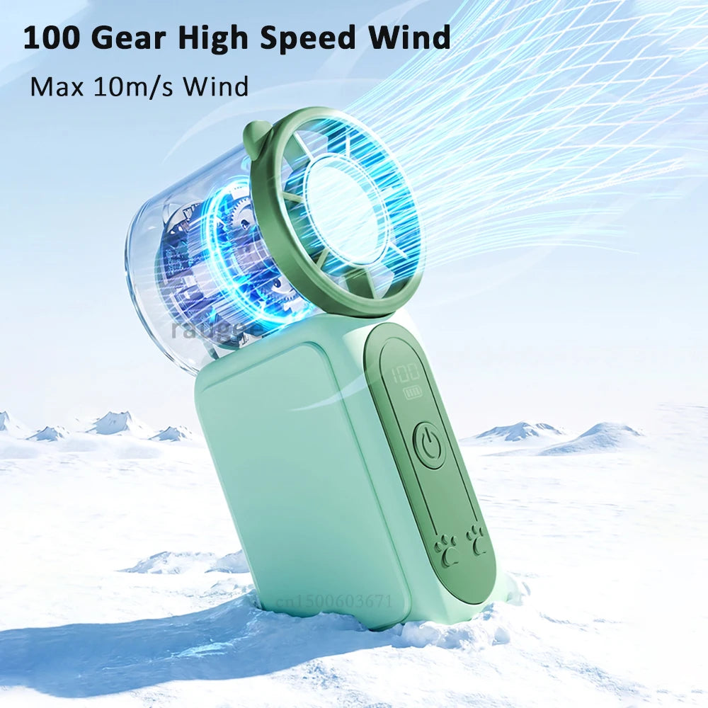 Mini Portable Fan High Speed 100 Wind Electric Handheld Fan USB Rechargeable Small Desk Fan for Outdoor Camping Pocket Hand Fan