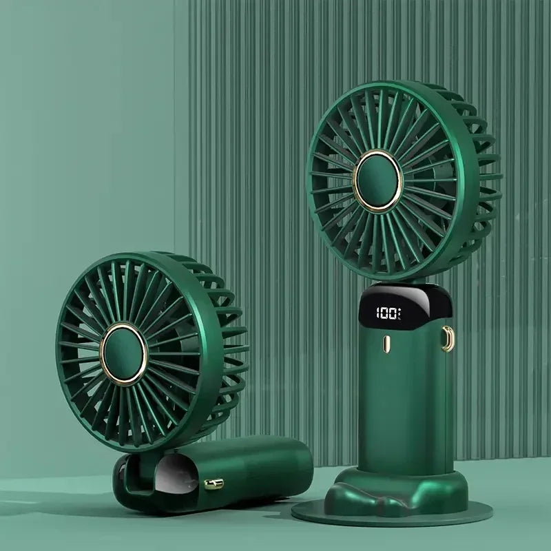 Portable Handheld Personal Rechargeable Fan LED Digital Display 90°Adjustable Rechargeable Fan , 5 Speed Wind Mini Aromatherapy