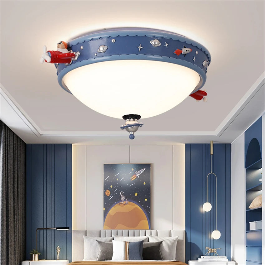 Cartoon blue space ceiling lights children&