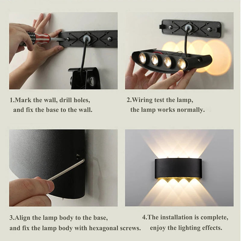 IP65 Led Wall Lamp Waterproof Interior Wall Light AC110V 220V Lndoor Outdoor Lighting For Living Room Bedroom Stairs Home Decor