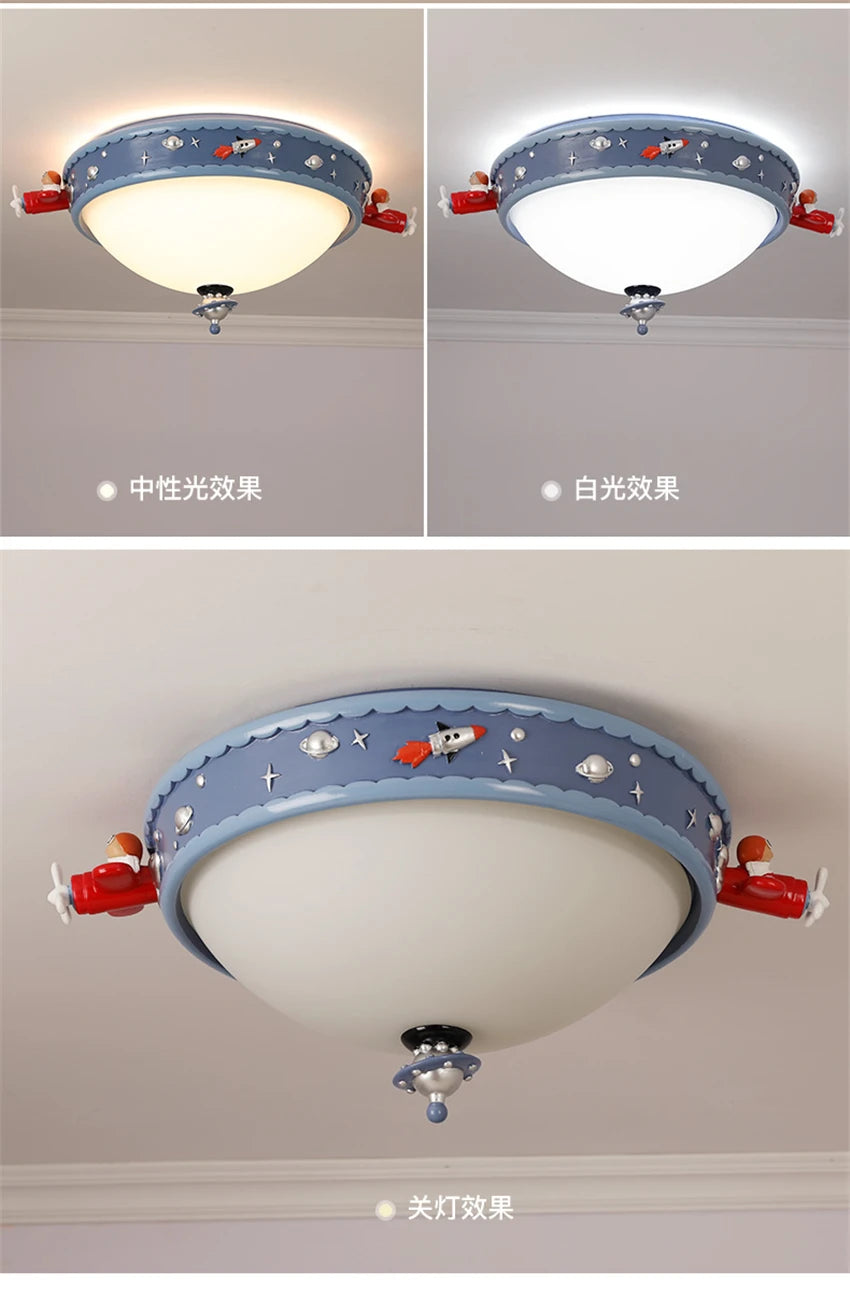 Cartoon blue space ceiling lights children&