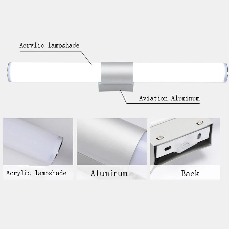 Home Modern LED Wall Lamp Super Bright Long Strips Led Mirror Light Simple Indoor Decors Acrylic Lights for Bathroom Bedroom