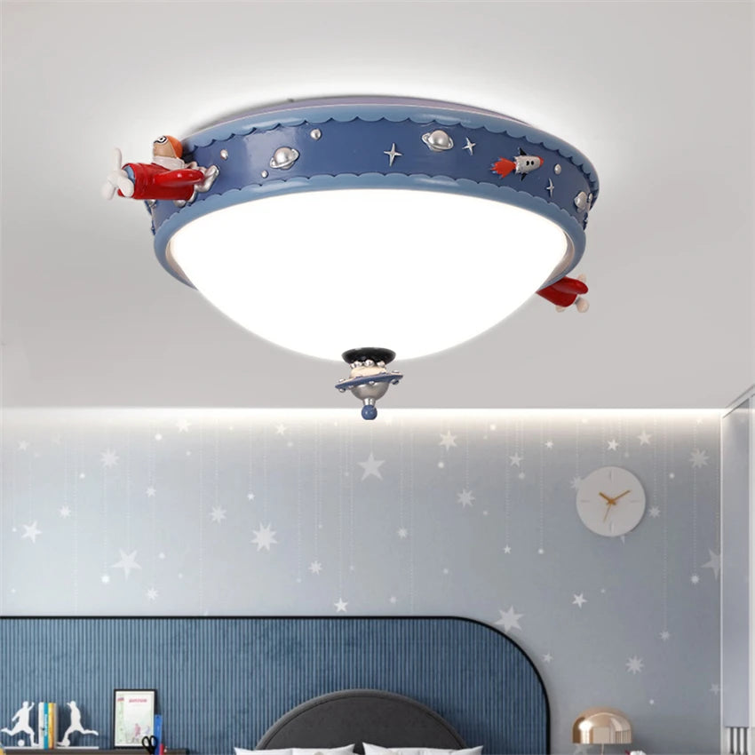 Cartoon blue space ceiling lights children&