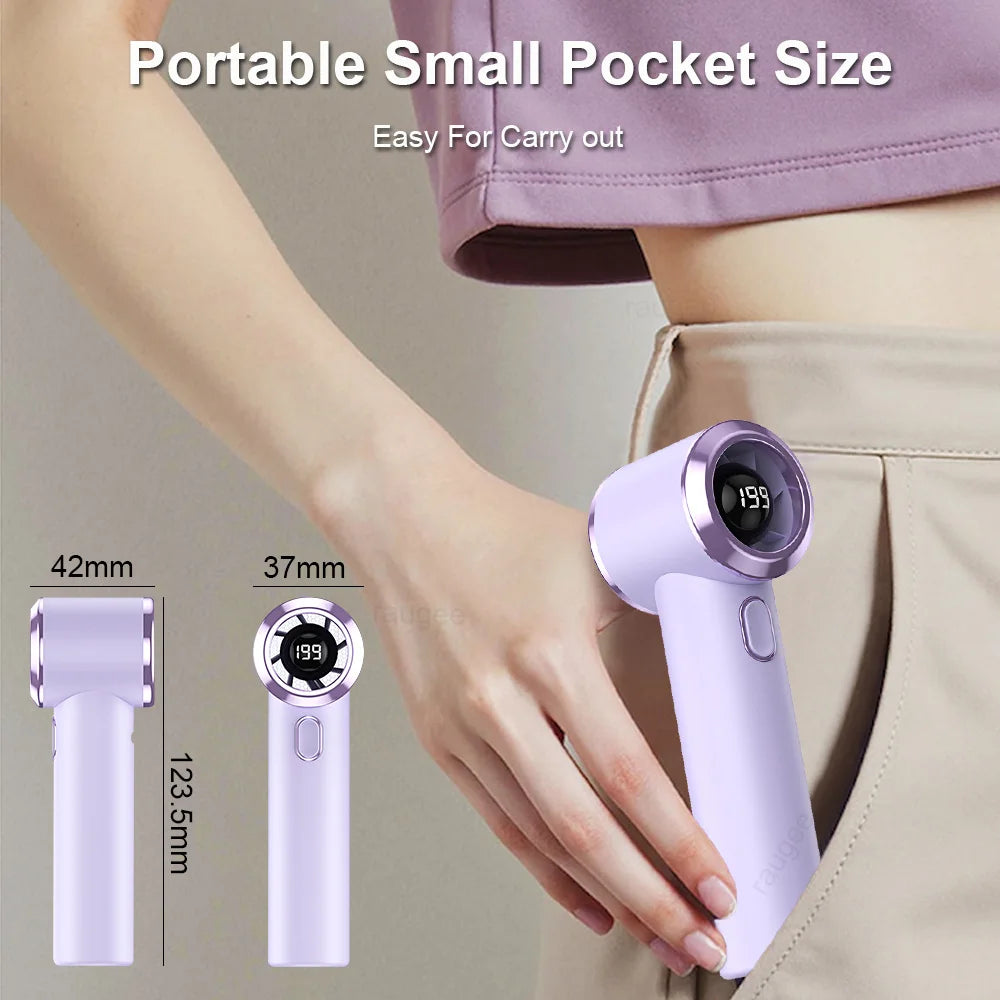 Portable Mini Fan High Speed Handheld Fans 199 Speeds Wind Adjustable 2000mAh USB Rechargeable Personal Small Fan for Outdoor
