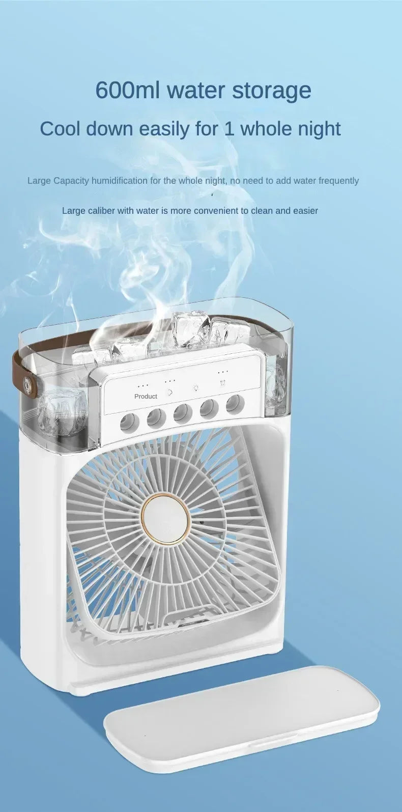New Fan AIr Conditioner Household Mini Air Cooler LED Night Light Portable Humidifier Air Adjustment Fan Office Home Fan