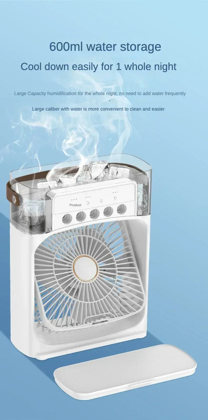 New Fan AIr Conditioner Household Mini Air Cooler LED Night Light Portable Humidifier Air Adjustment Fan Office Home Fan