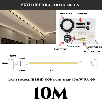 Diy Long LED Skyline Steel Strip Luminous Linear No Main Light Decoration, Modern Minimalist Creative Exhibition Hall Wall Light