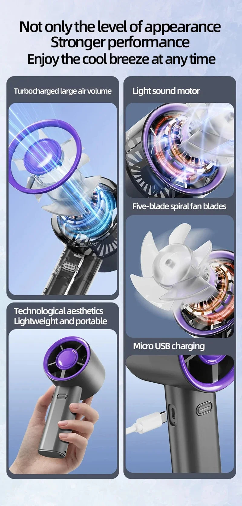 2026 Small Wind Cannon Turbine Outdoor Fan Portable USB Fast Charging Mini Handheld Fan Mute Highspeed Fan For Travel Outdoor