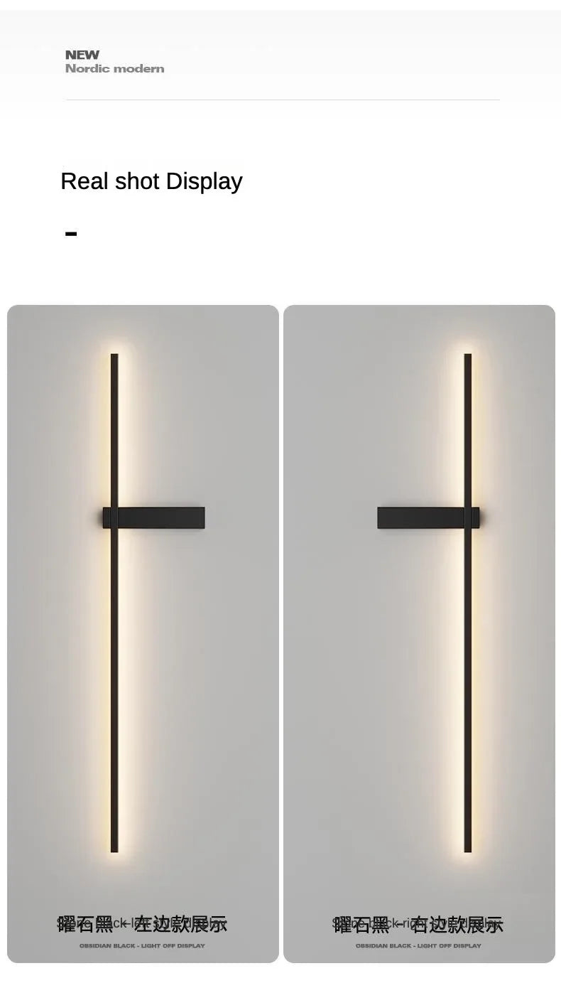 LED Wall Lamp Modern Minimalist Strip Wall Decor Lights Lighting for Bedroom Bedside Living Room TV Sofa Lobby Background Decor