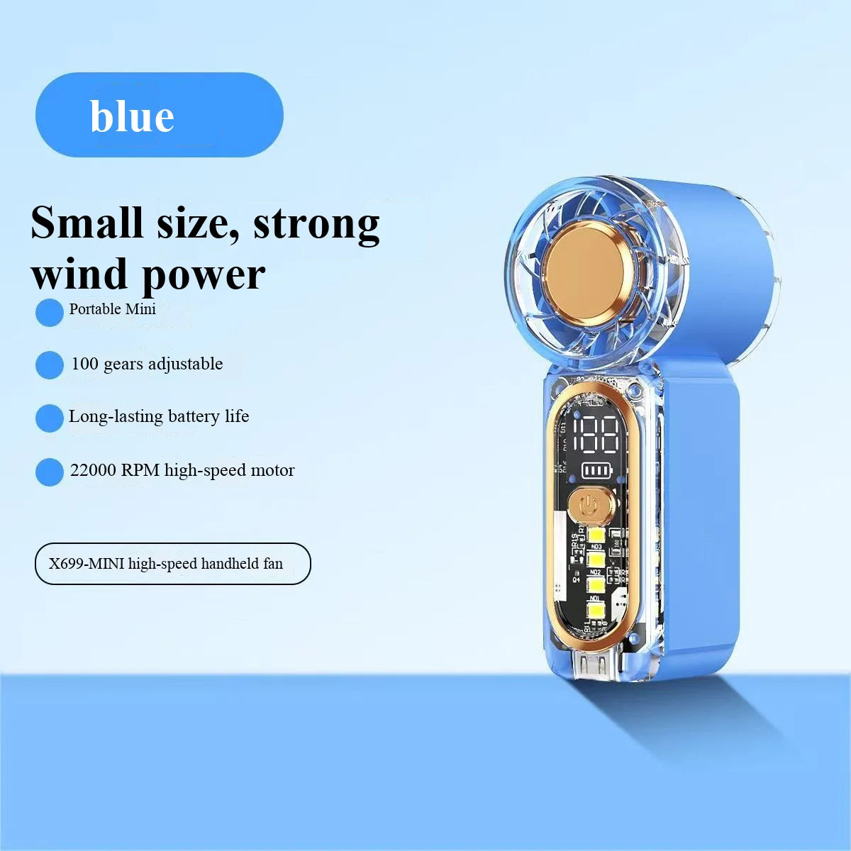 USB-charged high-speed mini handheld fan, portable for outdoor travel