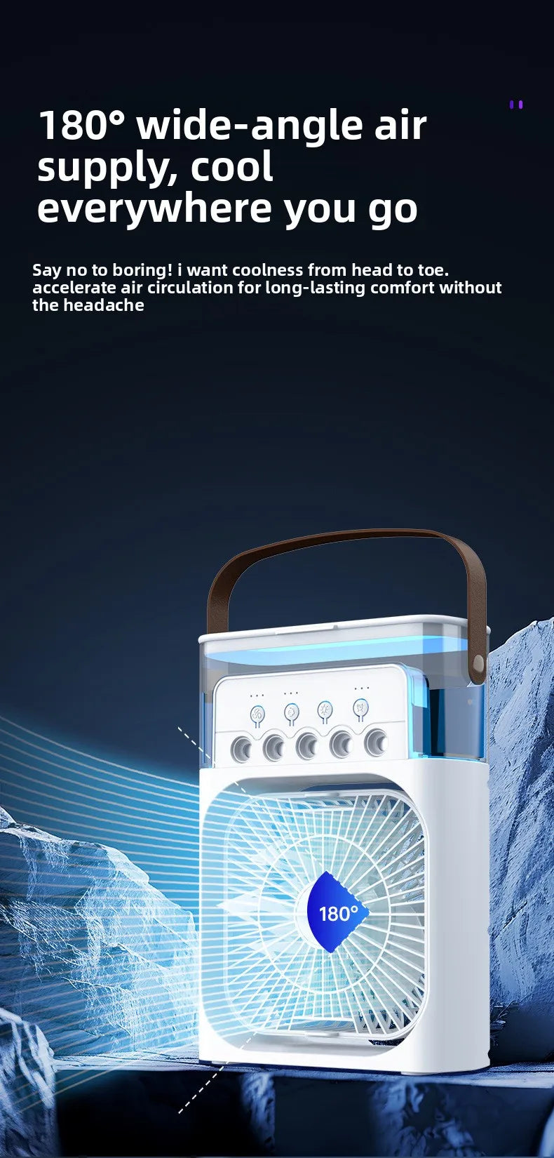 New 3 In 1 Fan AIr Conditioner Household Small Air Cooler LED Night Light Portable Humidifier Air Adjustment Fan Office Home Fan