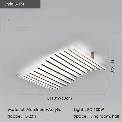 Modern Nordic  LED Ceiling Lamps For Living Dining Room With Remote Control Black Lights Office Bedroom Decor Square Chandeliers