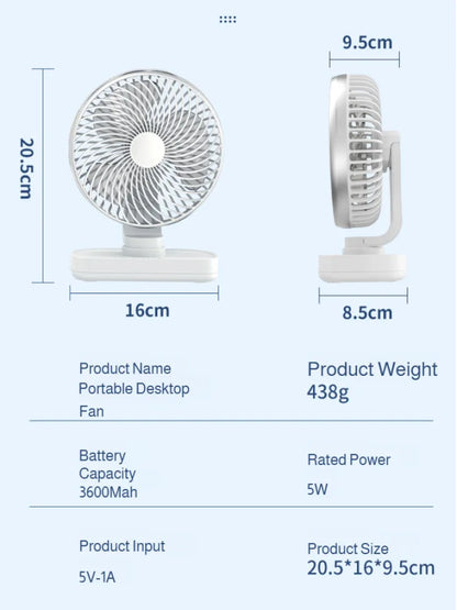 New oscillating electric fan 360-degree oscillation wireless charging air circulator fan multi-speed adjustable minimalist style