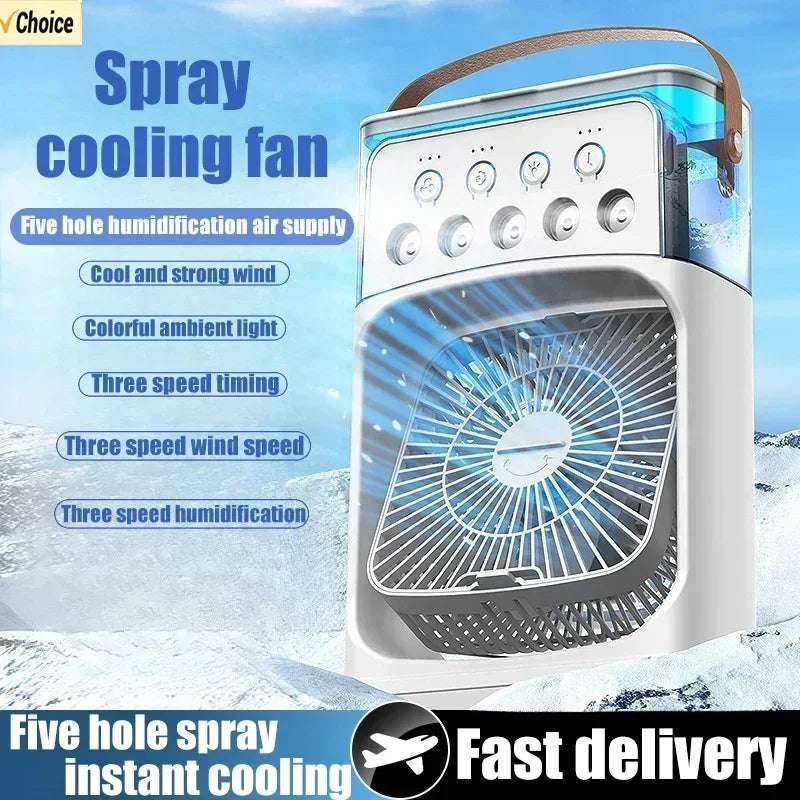 New 3 In 1 Fan AIr Conditioner Household Mini Air Cooler LED Night Light Portable Humidifier Air Adjustment Fan Office Home Fan