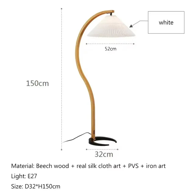 Nordic ARC Floor Lamp Retro Wooden Standing Lamp For Homestay Living Room Sofa Side Study Bedroom Bedside Reading Stand Lighting