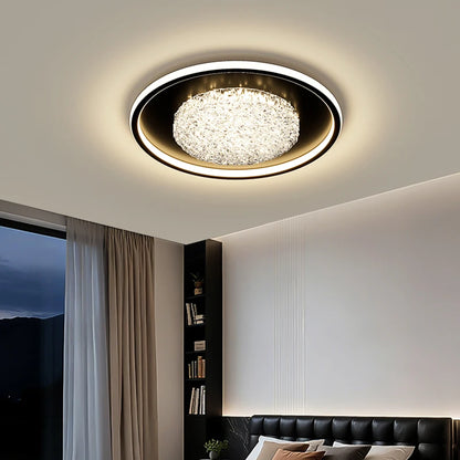 Modern Luxury Square LED Embedded Ceiling Light Round Crystal Inlaid Dimmable Bedroom Study Home Indoor Lighting Decoration Lamp