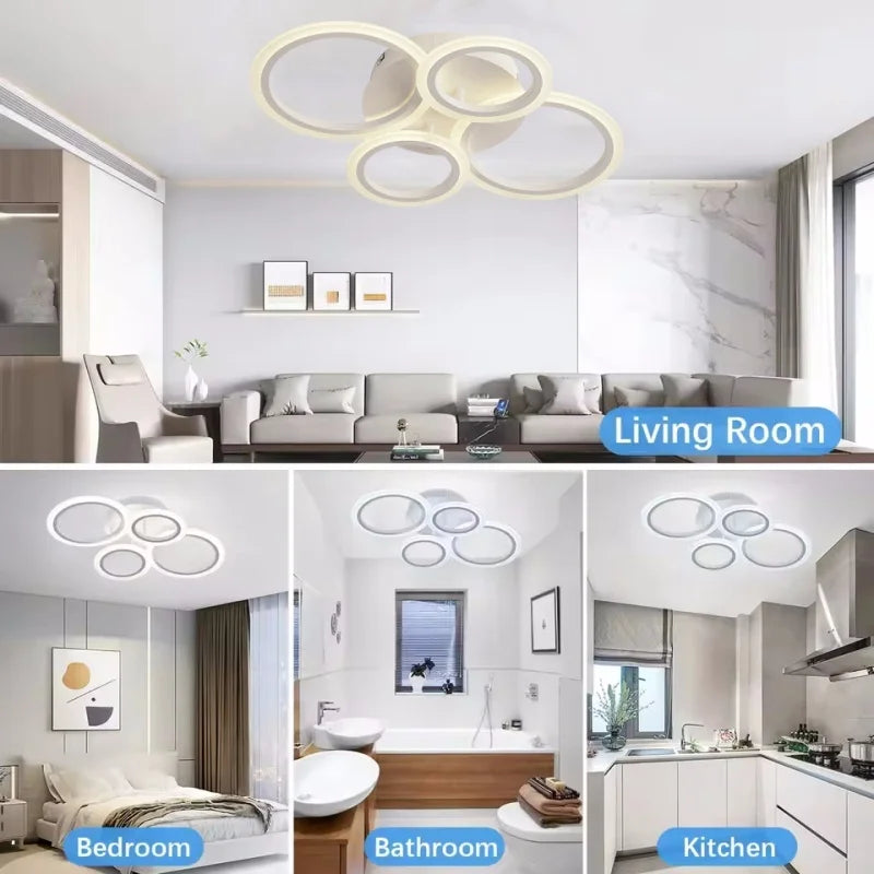 Nordic LED Ceiling Light Circular Acrylic with Remote Control Dimming Ceiling Lamp Living Room Dining Room Bedroom Decor Lights