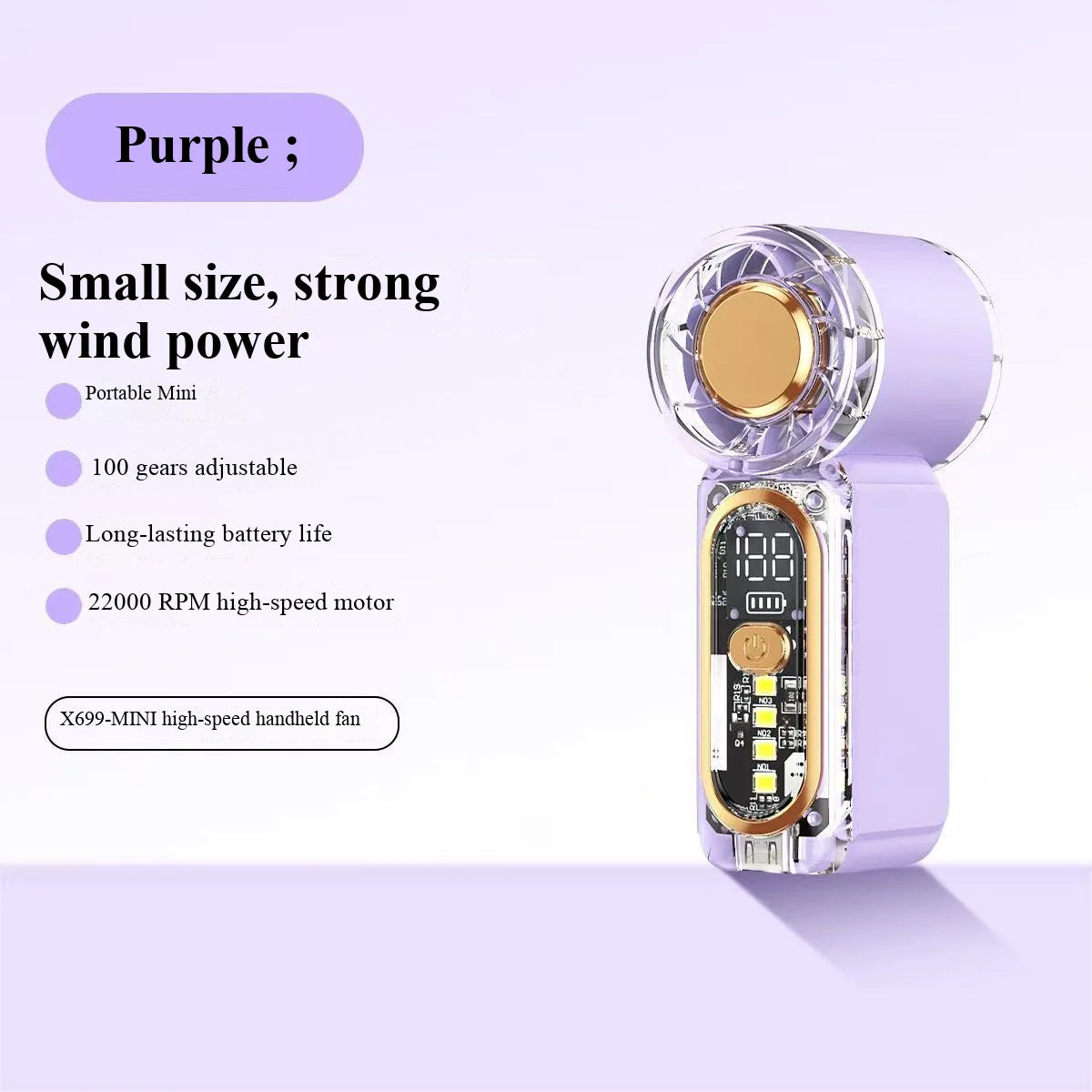 USB-charged high-speed mini handheld fan, portable for outdoor travel