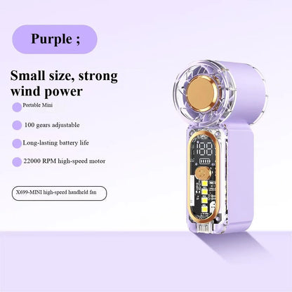 USB-charged high-speed mini handheld fan, portable for outdoor travel