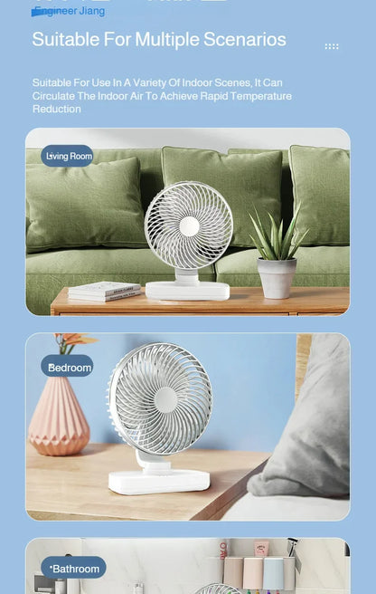 New oscillating electric fan 360-degree oscillation wireless charging air circulator fan multi-speed adjustable minimalist style