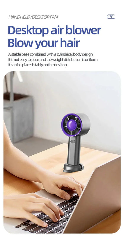 2026 Small Wind Cannon Turbine Outdoor Fan Portable USB Fast Charging Mini Handheld Fan Mute Highspeed Fan For Travel Outdoor