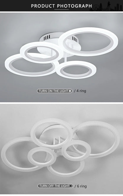 Nordic LED Ceiling Light Circular Acrylic with Remote Control Dimming Ceiling Lamp Living Room Dining Room Bedroom Decor Lights