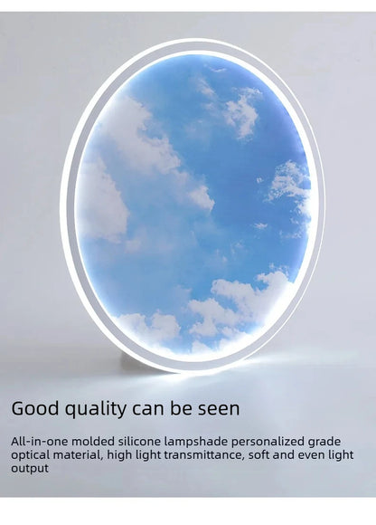 Blue Sky and White Clouds Circular Acrylic LED Ceiling Lamp Minimalist Bedroom Lighting Home Living Room Study Atmosphere Lights