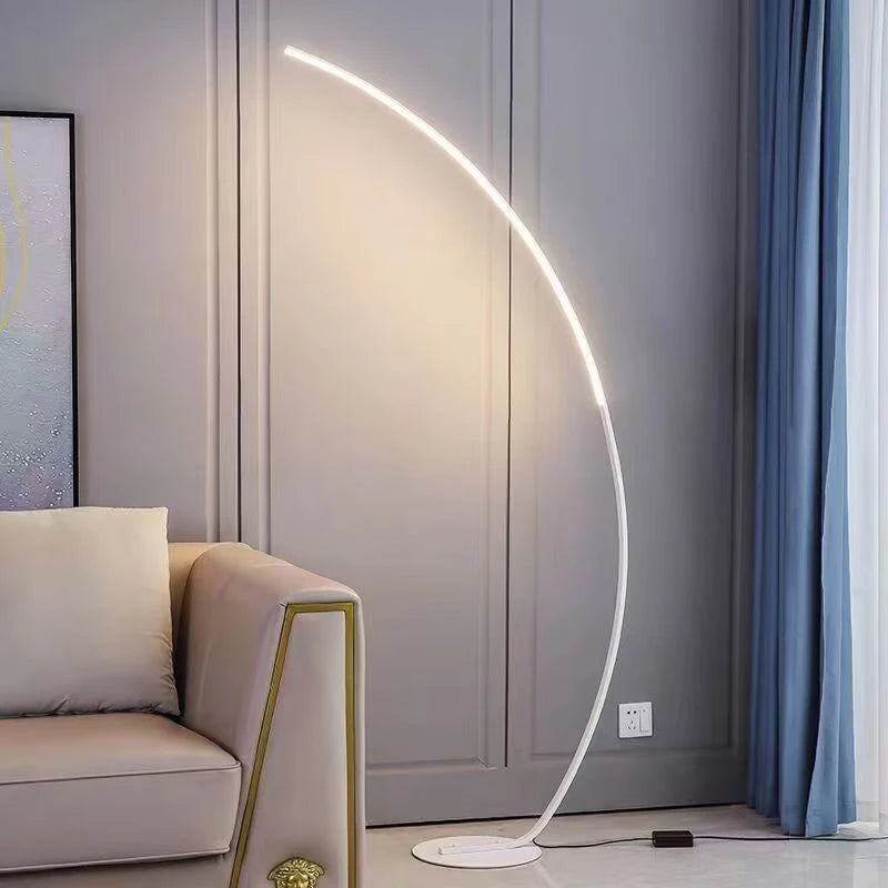 Nordic Designer Curved Aluminum LED Floor Lamp Modern Standing Light for Living Room Bedroom Bedside Room Decorative Lighting