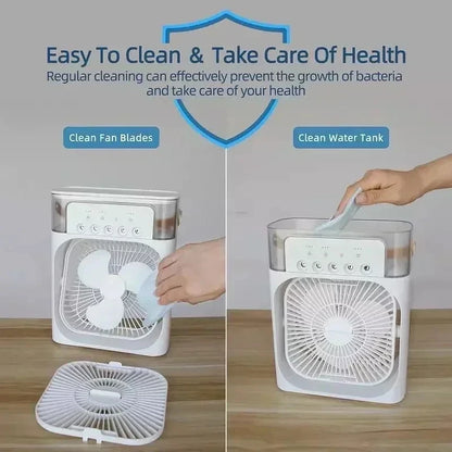 New 3 In 1 Fan AIr Conditioner Household Small Air Cooler LED Night Light Portable Humidifier Air Adjustment Fan Office Home Fan