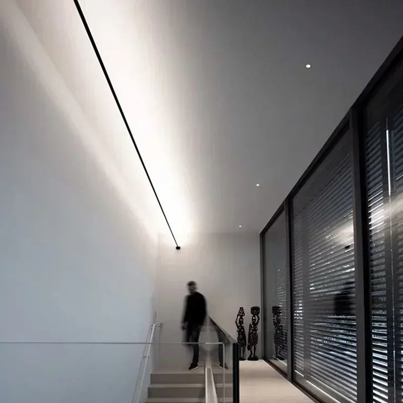 Modern Skyline Wall Lamp Black and White Linear Background LED Bar with Living Room Home Decorative Bathroom Light