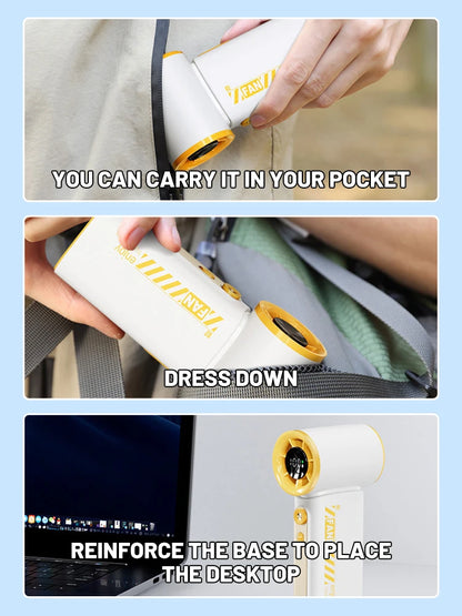 New Portable Turbo Small Air Cannon Handheld Fan 100 Wind Speeds Adjustable Mini Electric Fan USB Charging Fan Outdoor Mini Fan