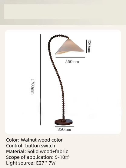 Nordic ARC Floor Lamp Retro Wooden Standing Lamp For Homestay Living Room Sofa Side Study Bedroom Bedside Reading Stand Lighting