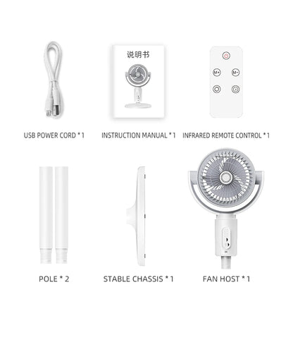 Air Circulation Fan Rechargeable Oscillating Fan Five Gear Adjustment Stand Fan Adjustable Height Household Air Circulation Fan