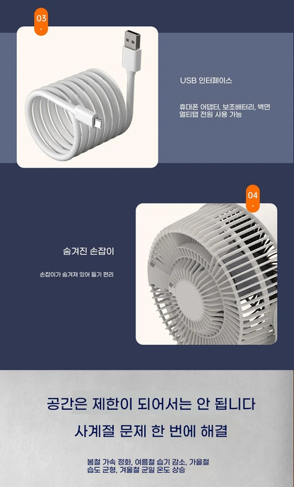 Portable Air Circulation Fan Rechargeable Oscillating 3 Blades Desktop Wall Mount Electric Fan LED Night Light Home Office Dorm