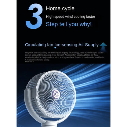 Tower Fan 5-Speed Air Circulation Device with Timer Oscillating Type-C Rechargeable Adjustable Height Standing Fan Tower for
