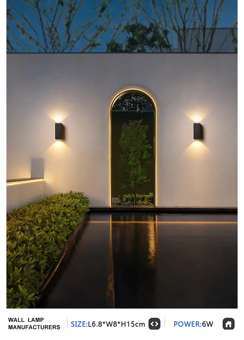 Waterproof LED Outdoor Wall Lamp IP65 Upper Lower Lighting Porch Garden Lamp Indoor Bedroom Bedside Home Decor Wall Light